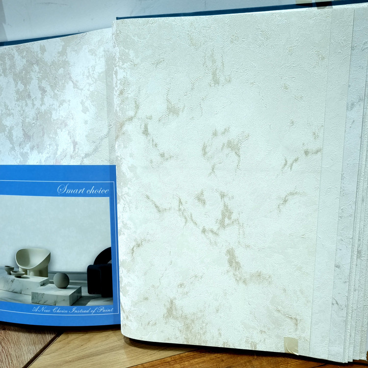 کاغذ دیواری سفید پتینه طلایی White Wall کد 11114 | PVC قابل شستشو