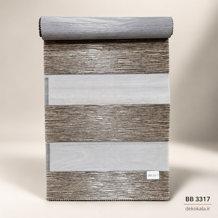 پرده زبرا طرح رگه دار شکلاتی کرم کد BB3317